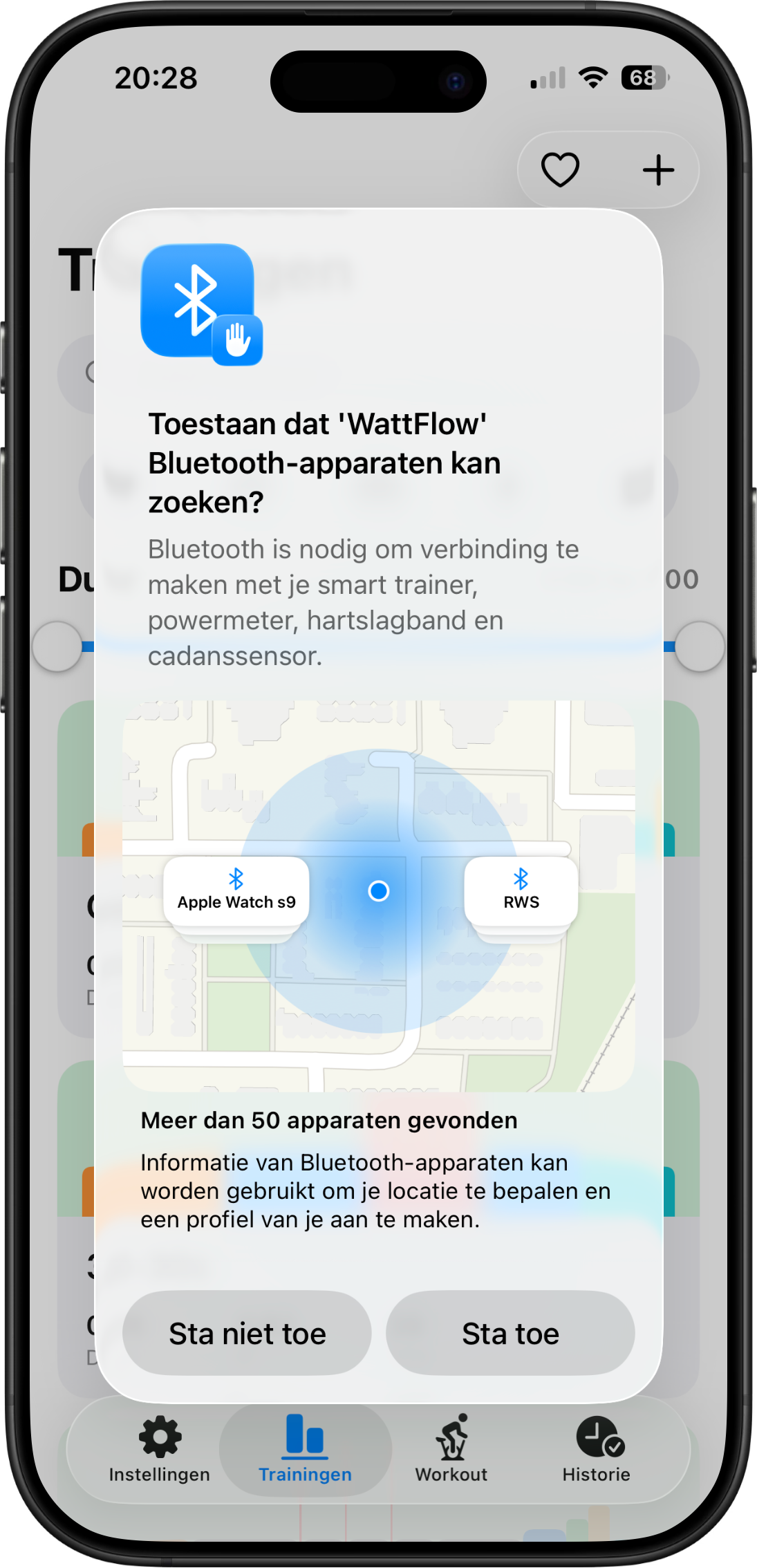 Bluetooth instellingen in WattFlow