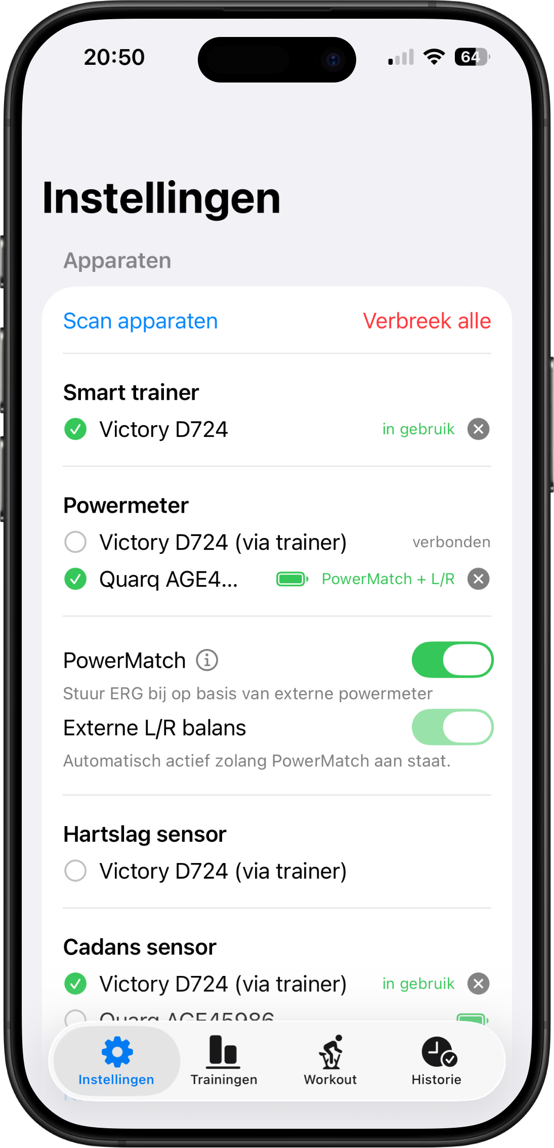 Externe powermeter in WattFlow